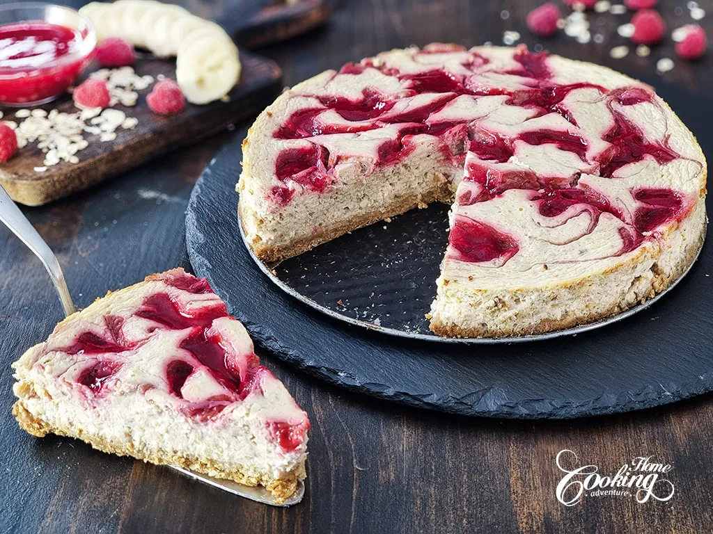 Banana Raspberry Yogurt Cheesecake - Refined Sugar Free Cake