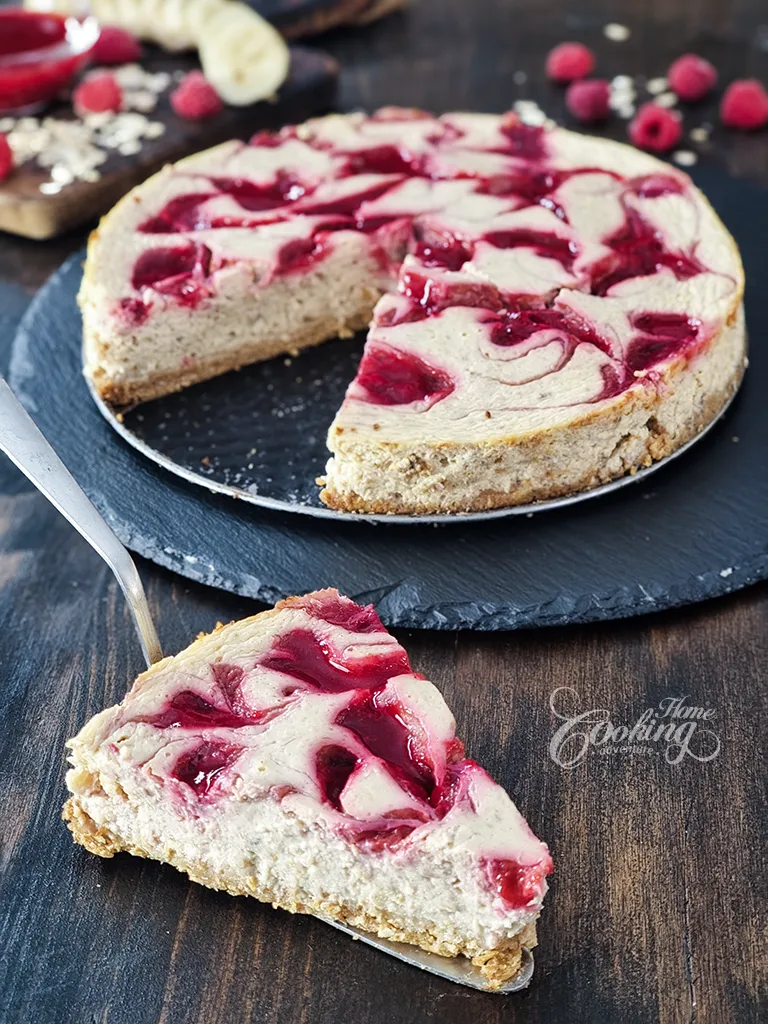 Banana Raspberry Yogurt Cheesecake