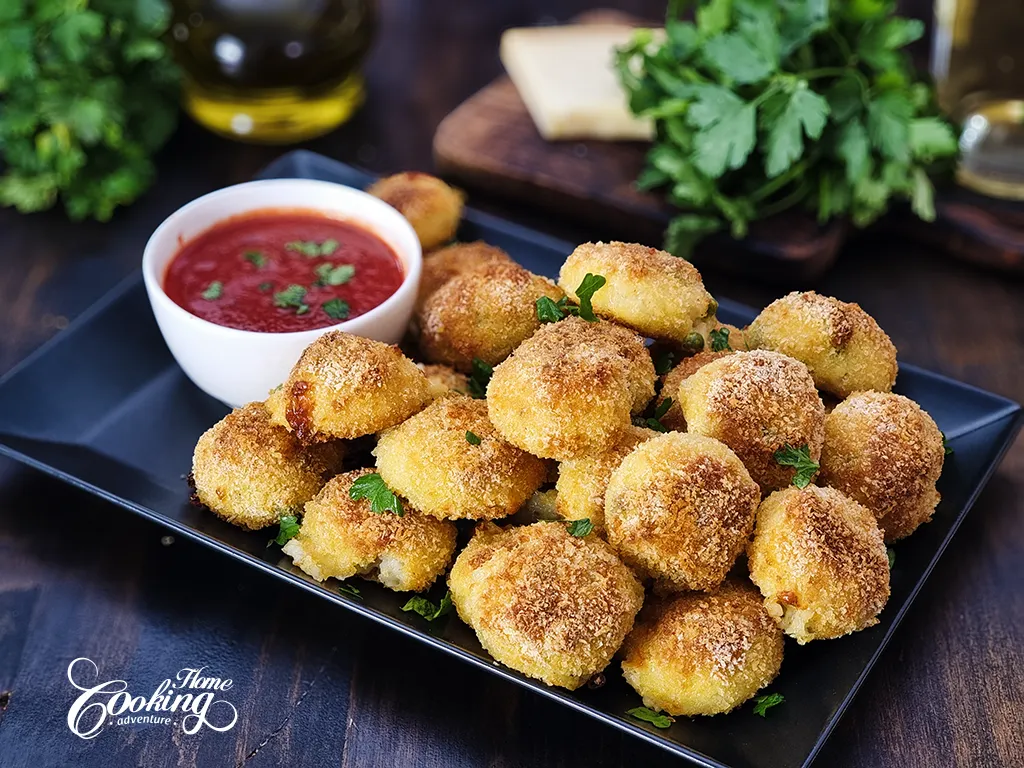 Baked Arancini with Peas and Mozzarela