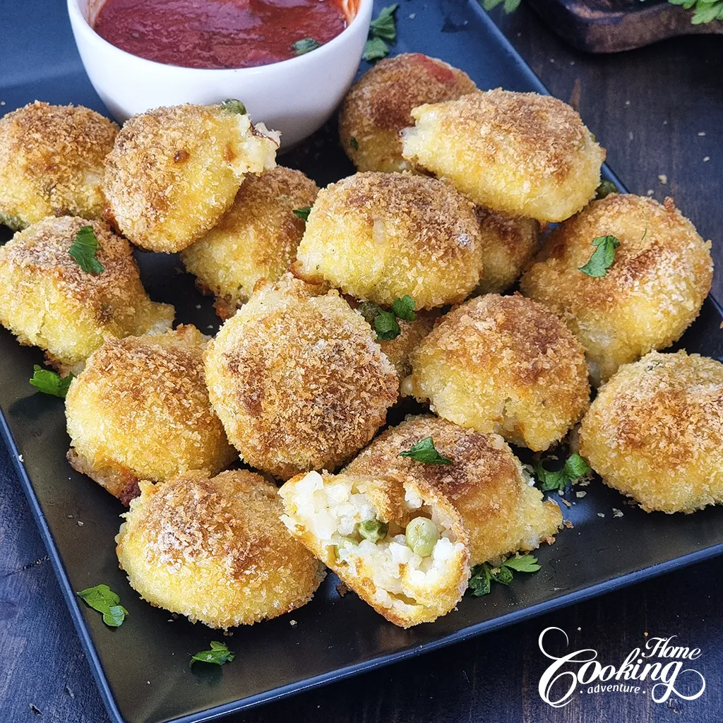Baked Arancini with panko breadcrumbs