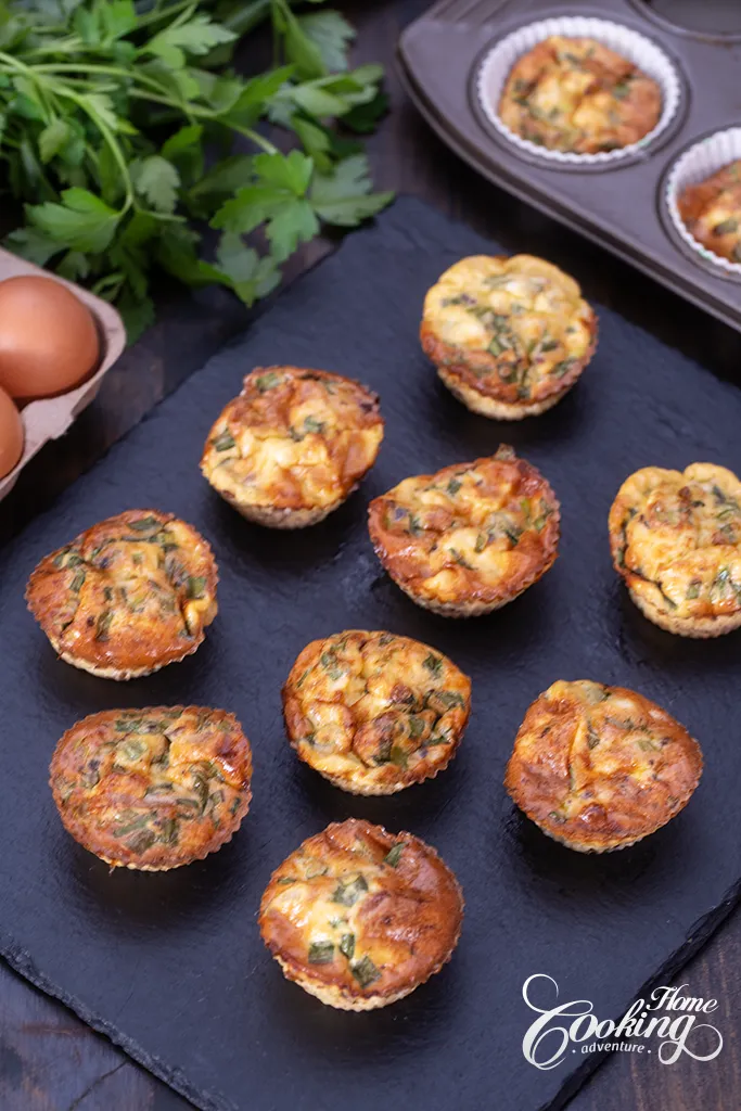 Cottage Cheese Egg Muffins with Feta and bacon