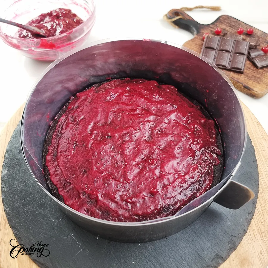 Chocolate Cranberry Mousse Cake - step20