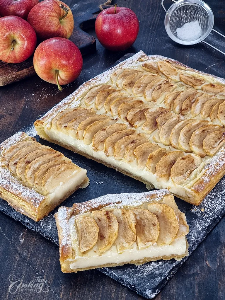 Puff Pastry Apple Tart with Vanilla Pastry Cream - made with homemade pastry