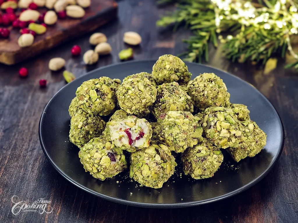 Pistachio Cranberry White Chocolate Truffles