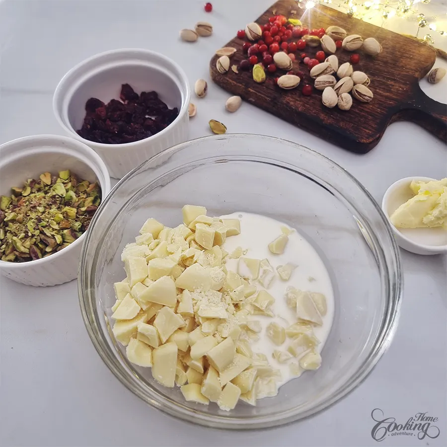 Pistachio Cranberry White Chocolate Truffles - step1