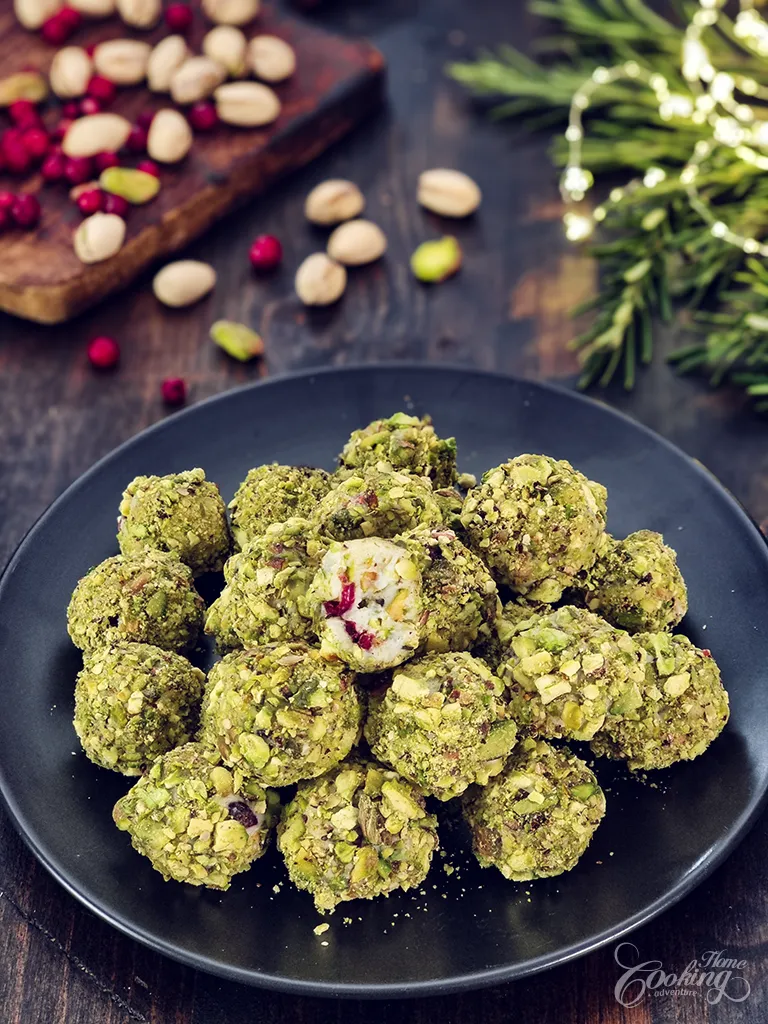 Pistachio Cranberry White Chocolate Truffles