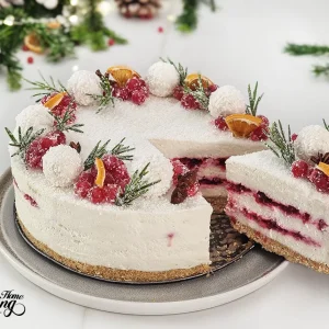 White Chocolate Coconut Cranberry Cheesecake