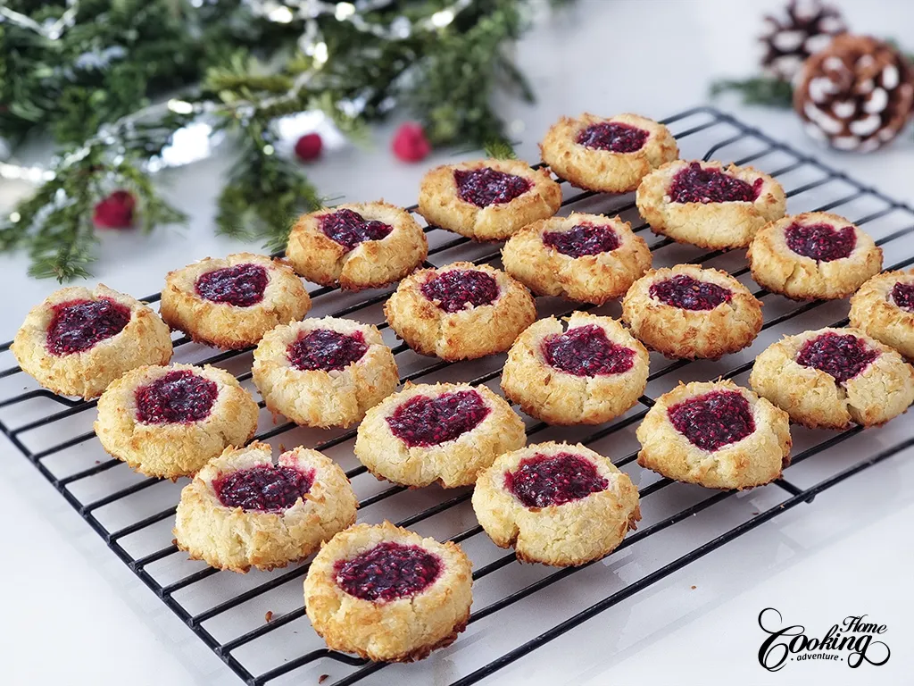 coconut raspberry thumbprint cookies