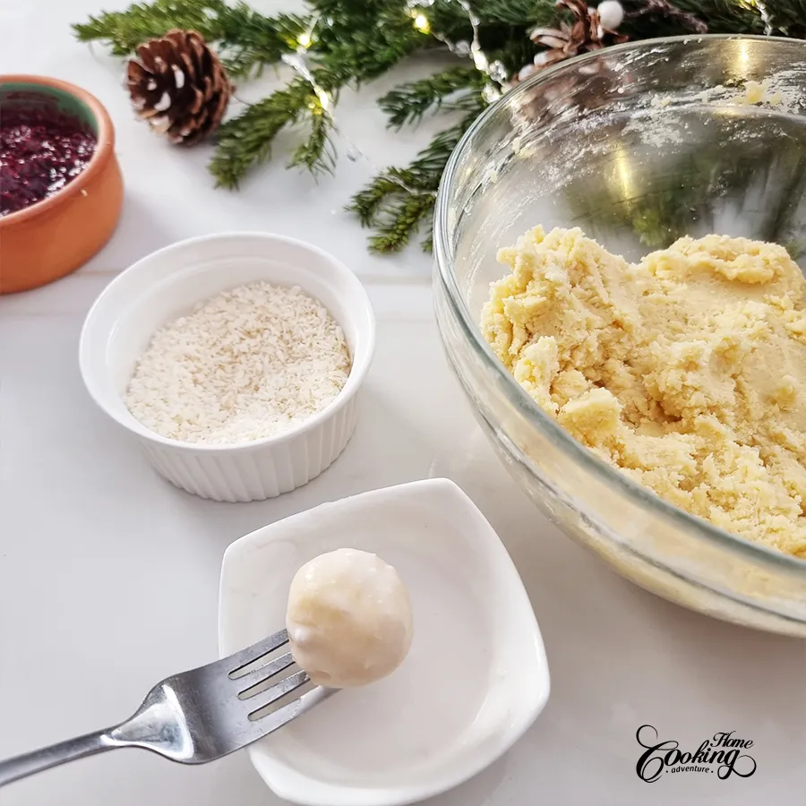 raspberry coconut thumbprint cookies - step16