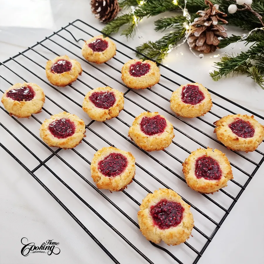 raspberry coconut thumbprint cookies - step27