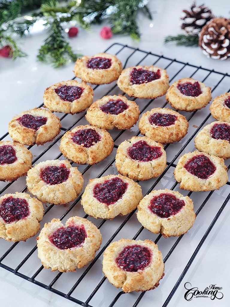 Coconut Raspberry Thumbprint Cookies