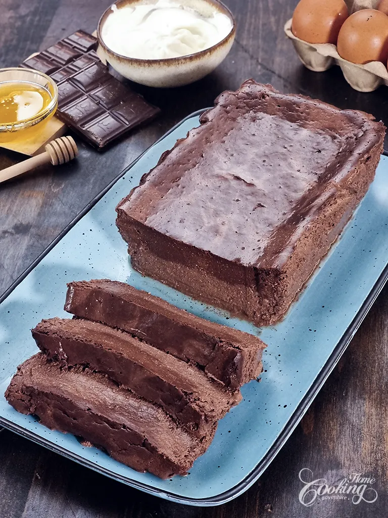 chocolate cottage cheese cheesecake with a marble effect