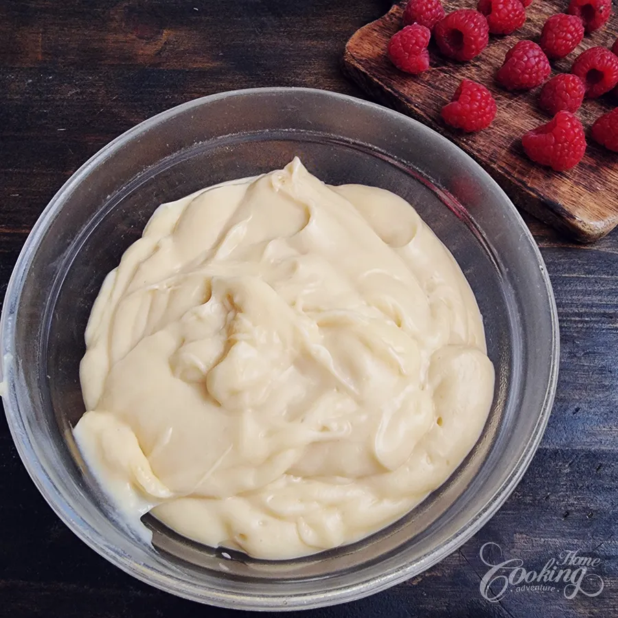 Raspberry Vanilla Custard Cake - step12