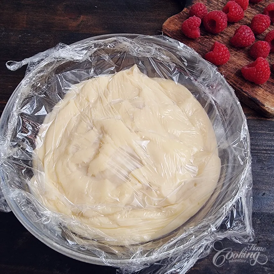 Raspberry Vanilla Custard Cake - step13