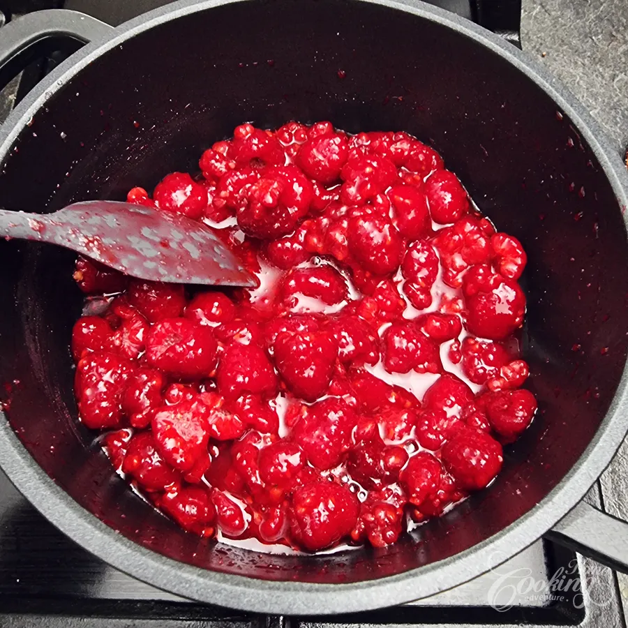 Raspberry Vanilla Custard Cake - step16