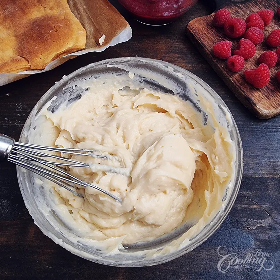 Raspberry Vanilla Custard Cake - step29