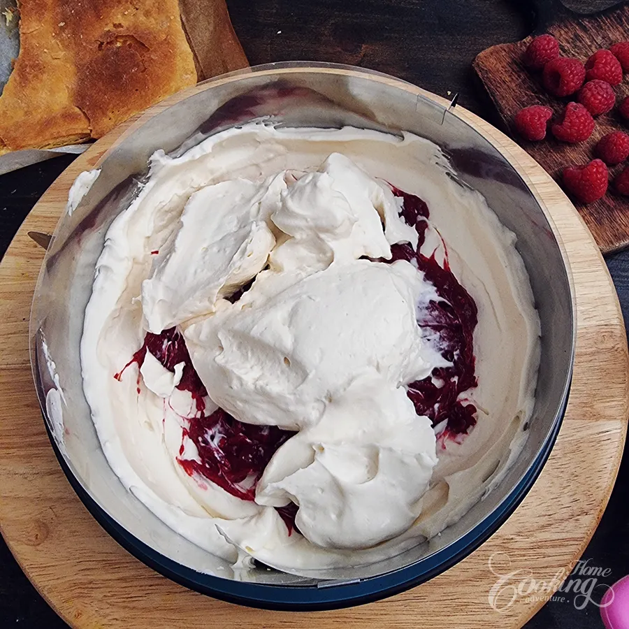 Raspberry Vanilla Custard Cake - step45