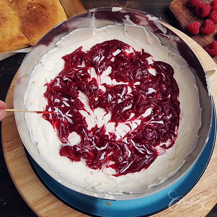 Raspberry Vanilla Custard Cake - step48
