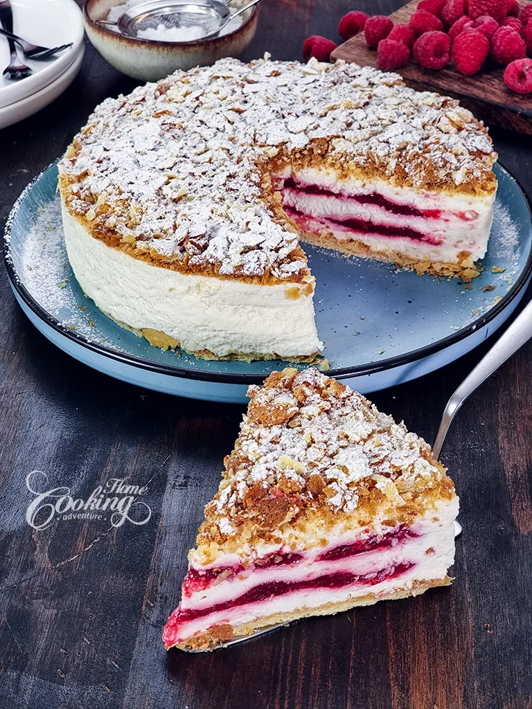 Raspberry Vanilla Custard Cake - Raspberry Kremšnita