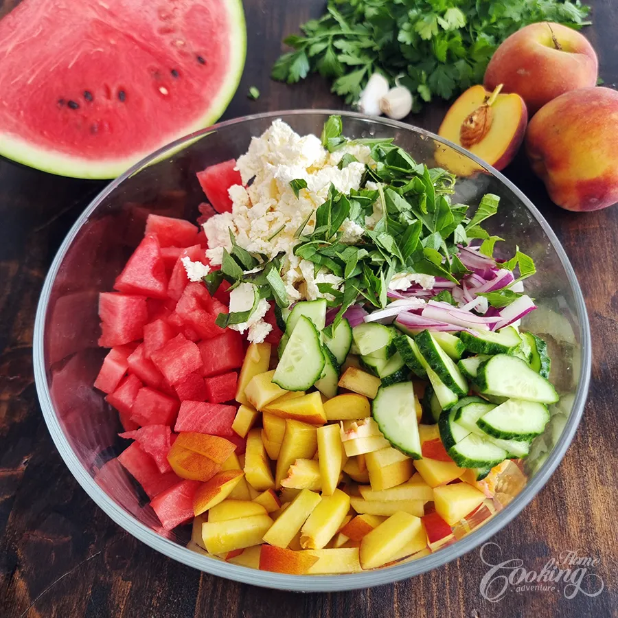 Watermelon Peach Salad- step5