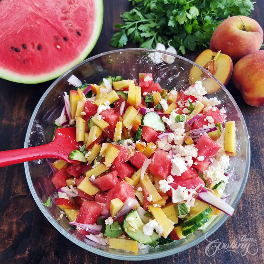 Watermelon Peach Salad- step9