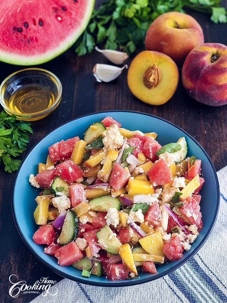 Watermelon Peach Salad - Fresh Summer Salad