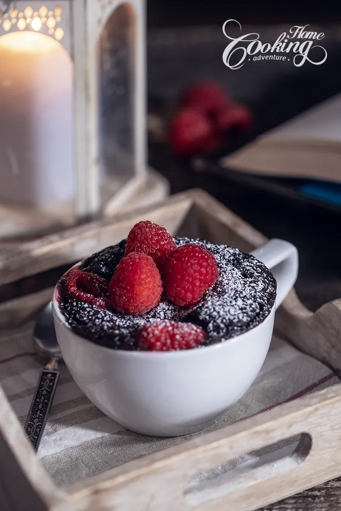 1 Minute - Chocolate Raspberry Mug Cake vertical